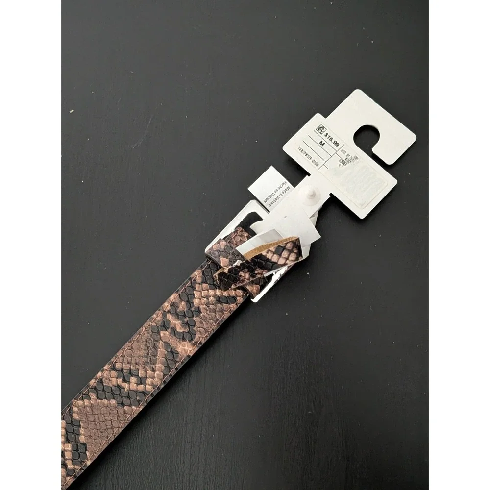 A New Day AND Faux Snake Leather Croc Leather Belt Womens Medium Brown Multi NWT